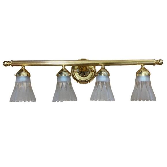Vintage Brass Traditional Vanity Wall Lighting with Glass Shades